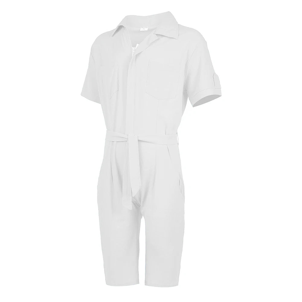 Comprar white Mens Sports Strap Casual Short-Sleeve  Genderless Jumpsuit