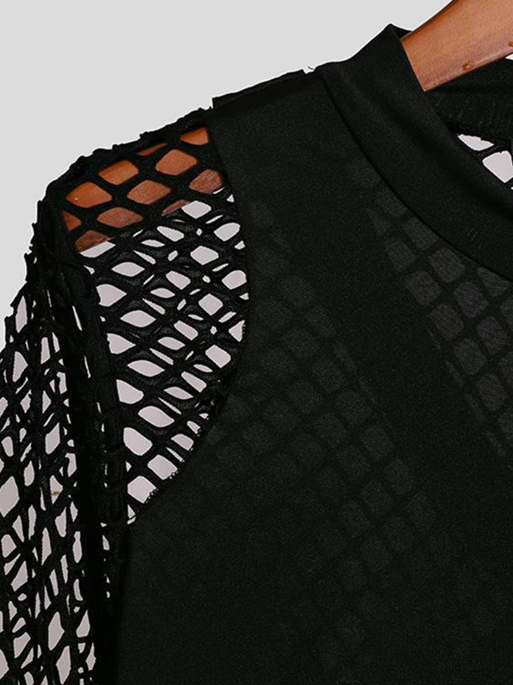 Men's Mesh Panel Sheer Sexy T-Shirt