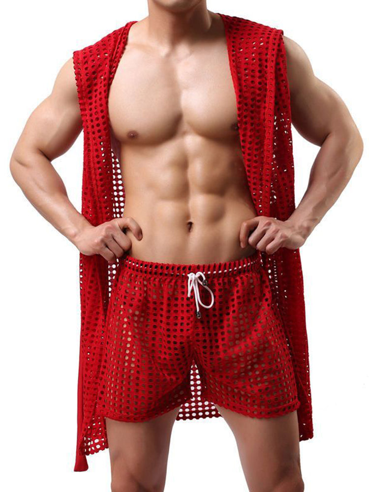 Men's see through sexy pajamas robe