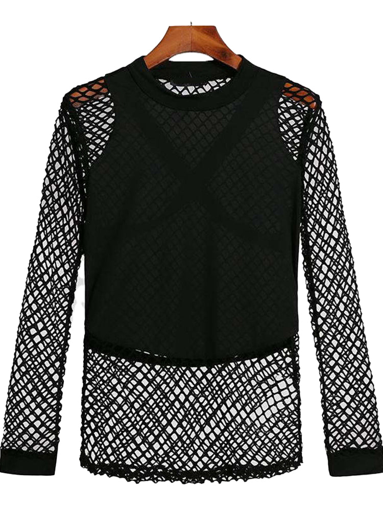 Men's Mesh Panel Sheer Sexy T-Shirt