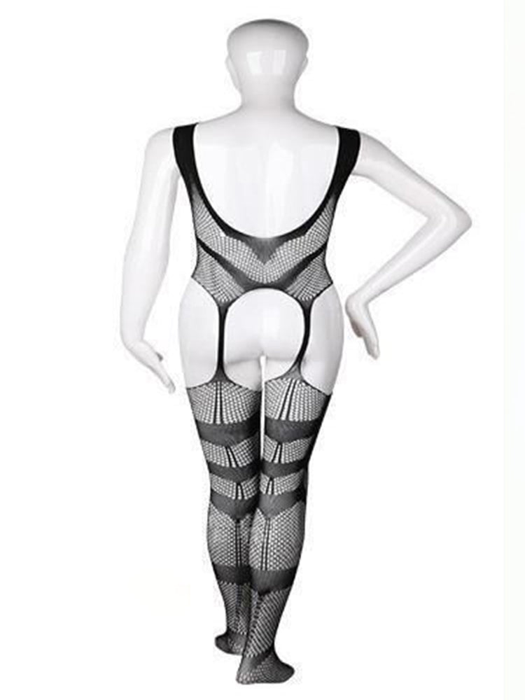 Mens Black Stockings High Tube Mesh Sexy Jumpsuit