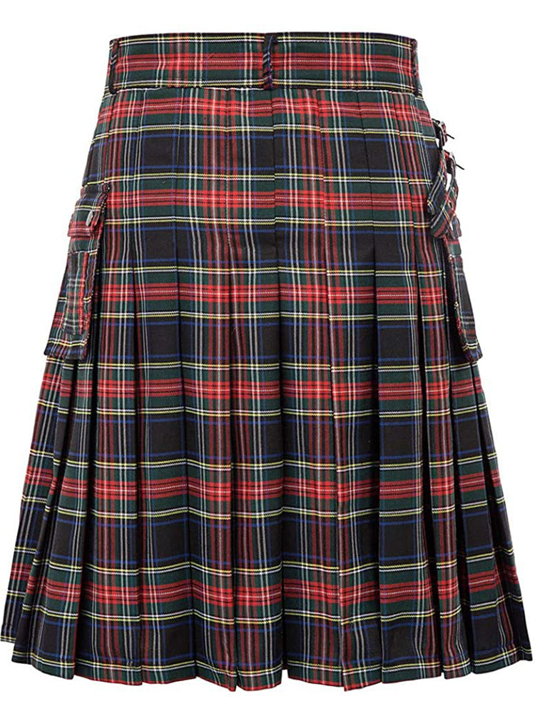 Comprar red Mens Plaid Pleated Skirt