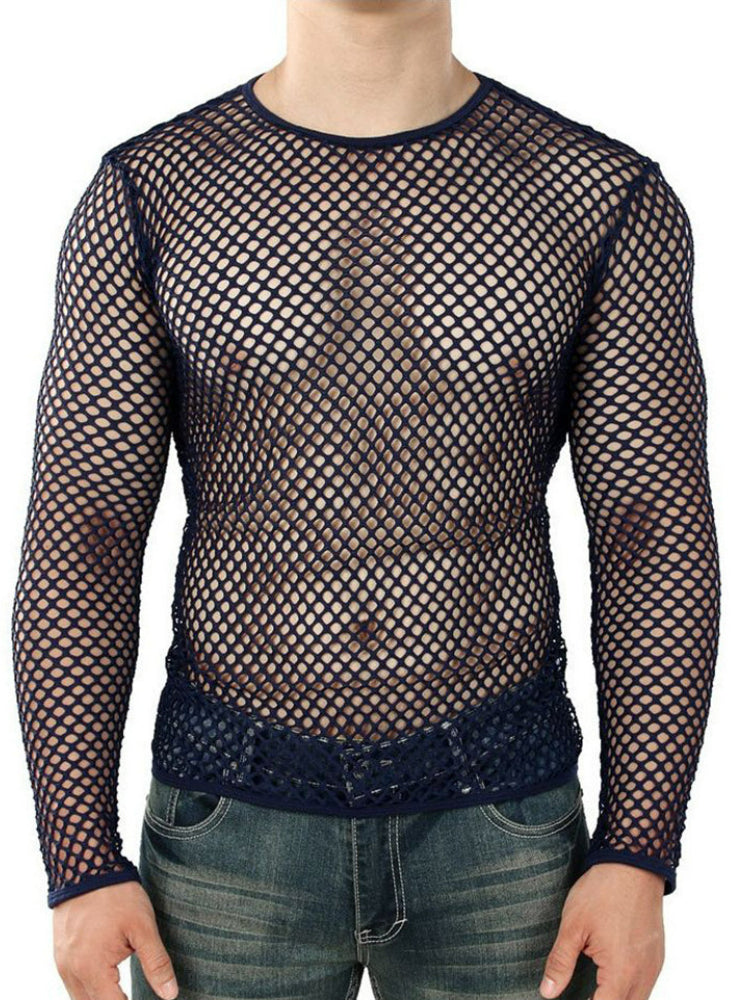 Men's Sheer Mesh Long Sleeve Sexy Top