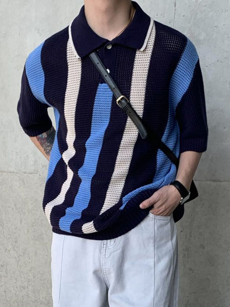 Mens Knitted Striped Shirt