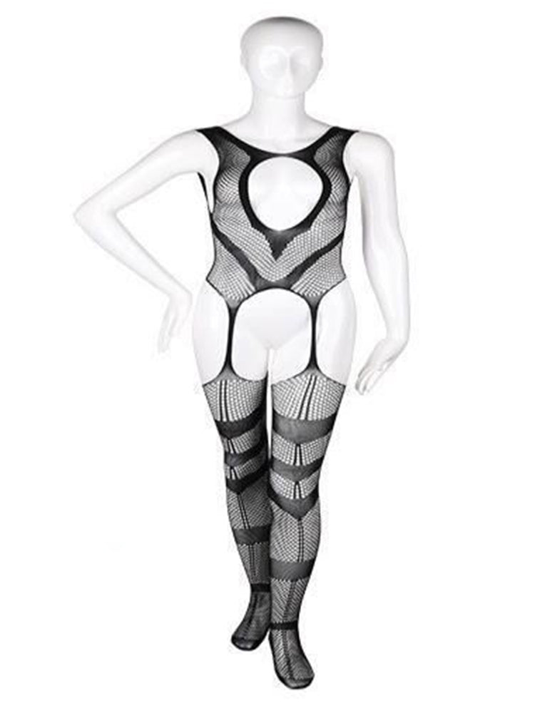 Mens Black Stockings High Tube Mesh Sexy Jumpsuit