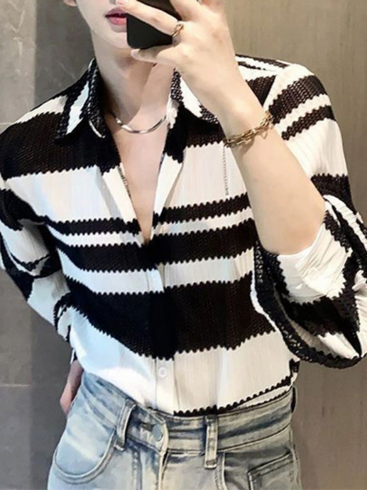 Mens Gender-free Retro Striped Shirt