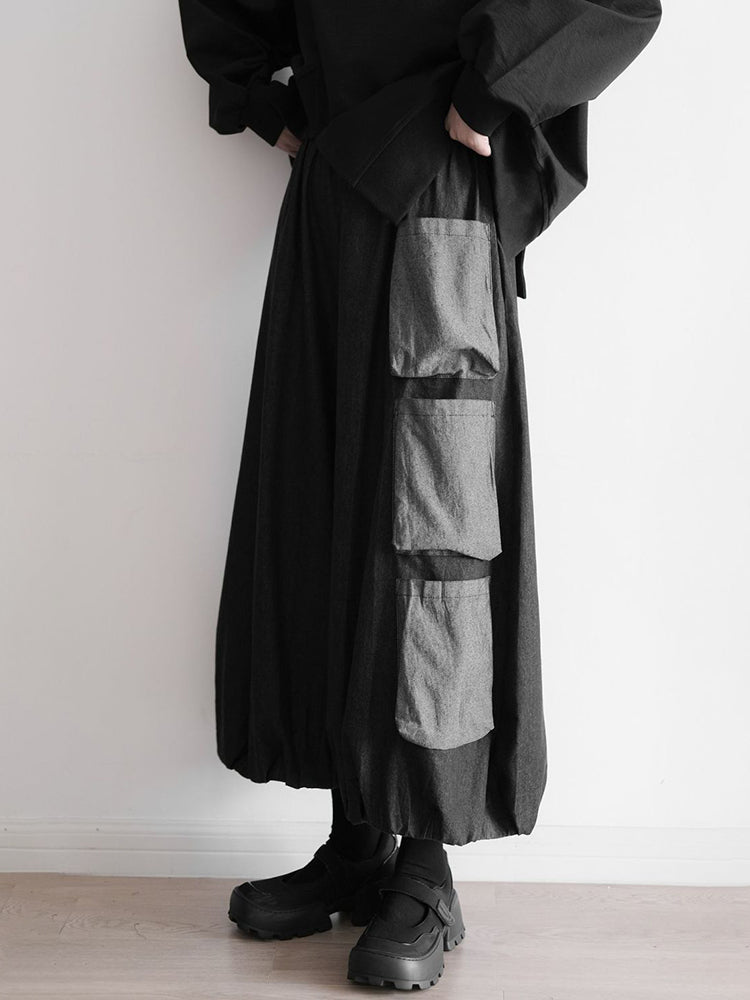 Mens Pocket Design Wide Leg Pants