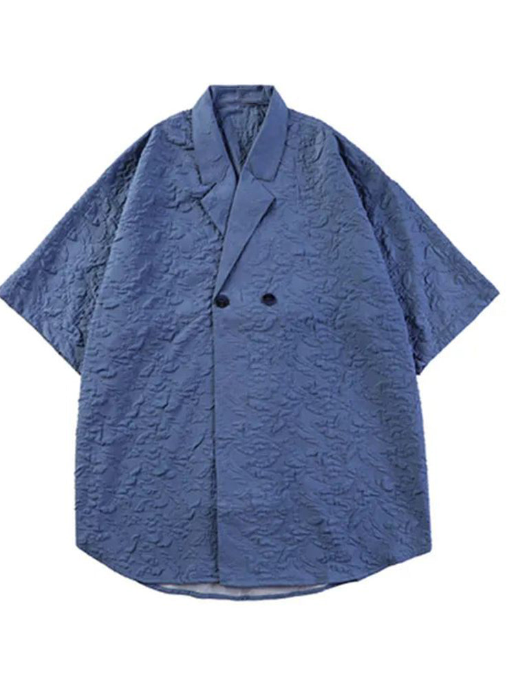 Men's Solid Color Loose Lapel Jacquard Shirt Fashion