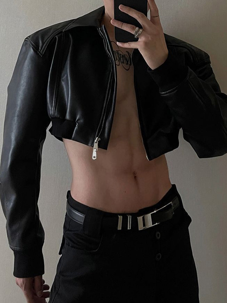 Mens Sexy Cropped Leather Jacket