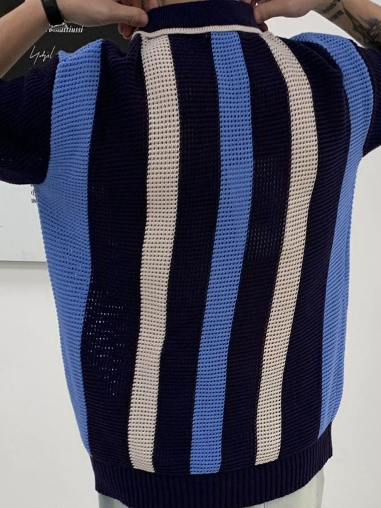 Mens Knitted Striped Shirt