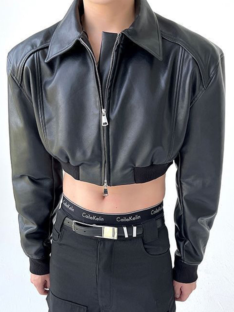 Mens Sexy Cropped Leather Jacket