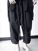 Men's Black Linen Harem Pants-3