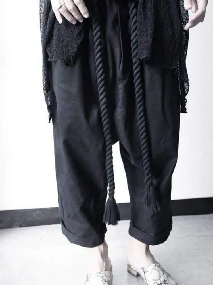 Men's Black Linen Harem Pants