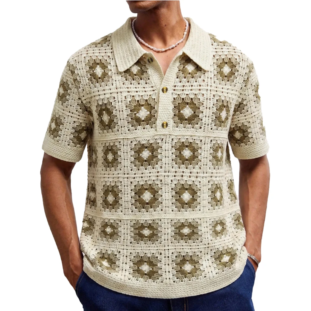 2026 Summer New Men's Knitted Short-Sleeve Polo Shirt American Retro Fashion Trendy Loose Casual Breathable Niche Men's Top - Image 2