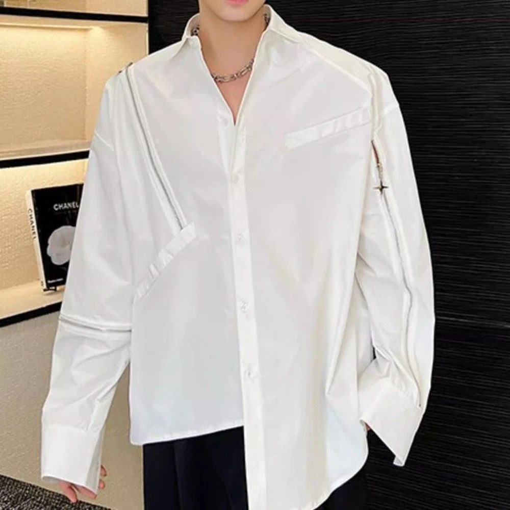 Winter New Men's Irregular Long-Sleeve Shirt Unisex American Retro Fashion Trend High Street Loose Casual Niche Men's Tops - Image 3