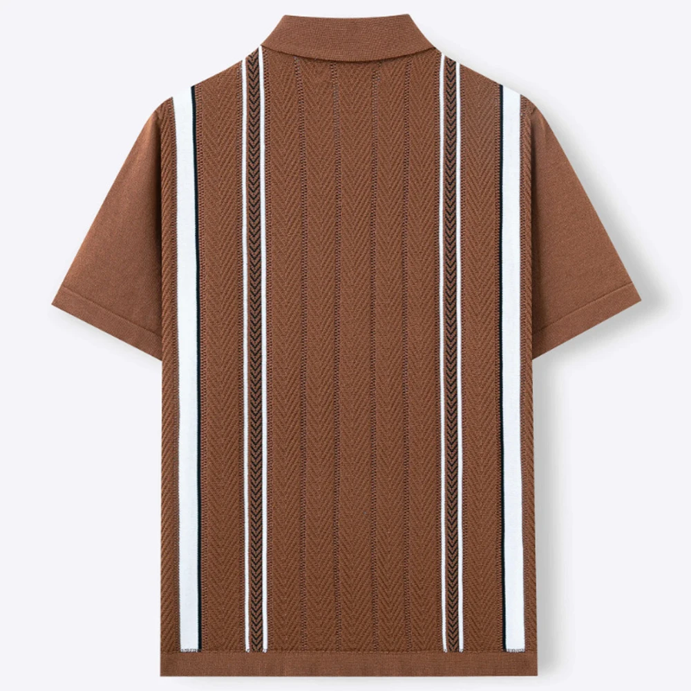 Summer New Men's Striped Color Block Short-Sleeve Shirt American Retro Fashion Trendy Street Casual Breathable Niche Men's Top - Image 5