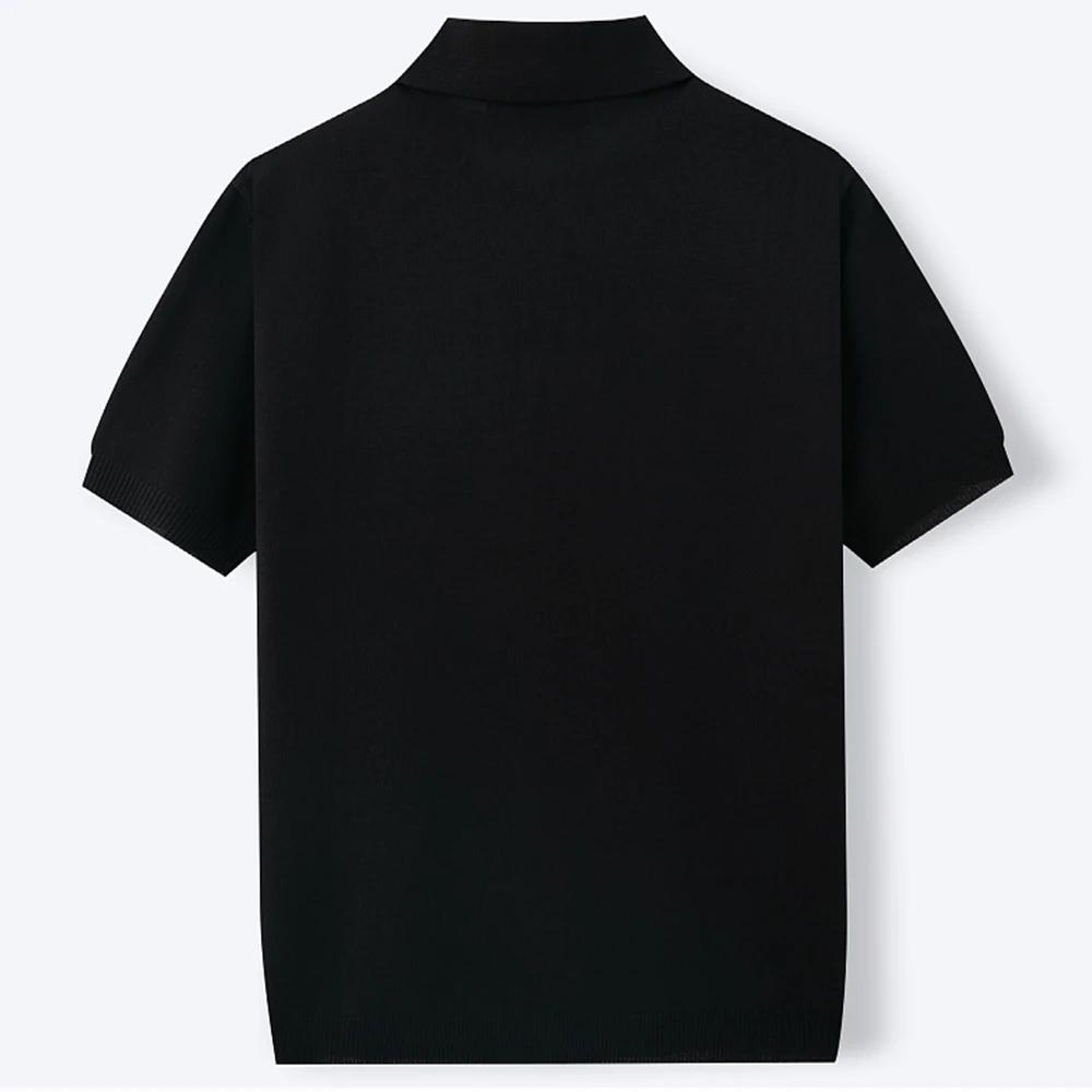 Summer Men's Color Matching Striped Jacquard Knitted Short-Sleeved Shirt Casual Fashion Trend Loose Breathable Daily Men's Tops - Image 5