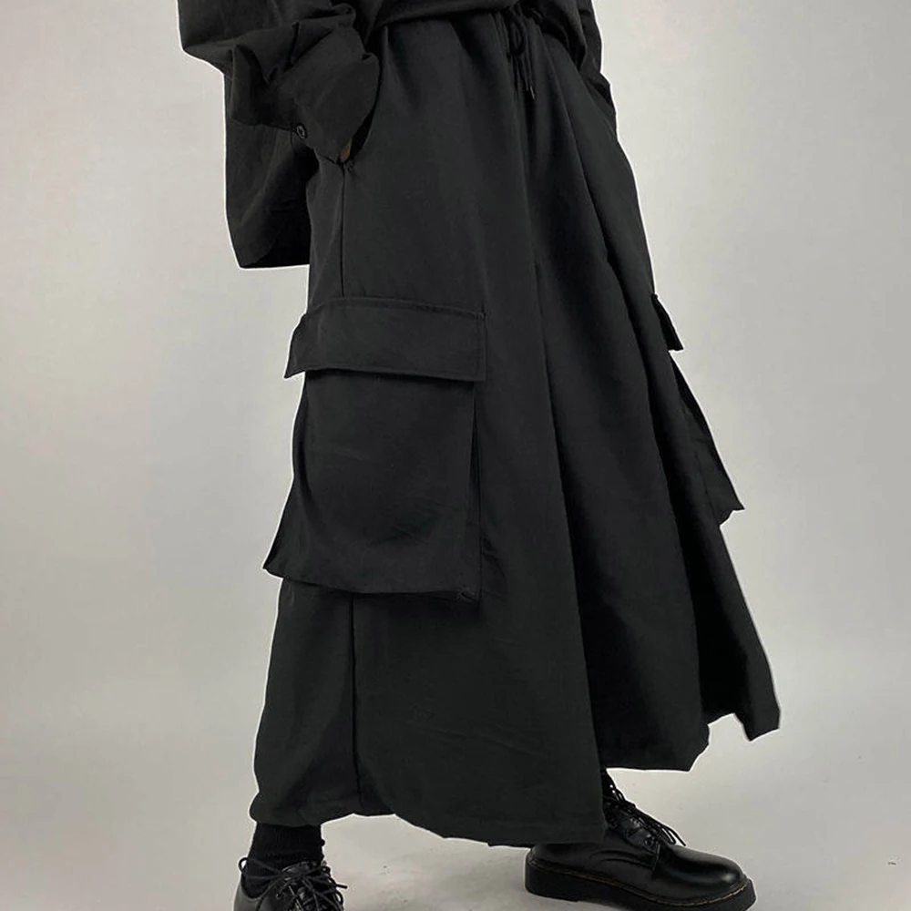 XS-5XL Y2k Cargo Skirt Pants Large Pockets Dark Gothic Samurai Pants Genderless Streetwear Fashion Youth Loose Culottes Unisex - Image 2