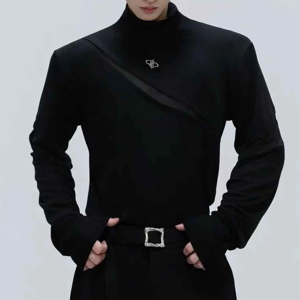 2025 Winter New Men's Solid Color Long-Sleeve T-Shirt American Retro Fashion Trend High Street Casual Fit Niche Men's Top