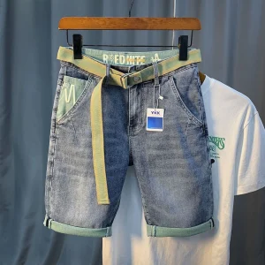 2025 Summer Thin Men's Denim Shorts with Pockets Retro Fashion Street Trend Casual Versatile Loose and Comfortable Men's Bottoms