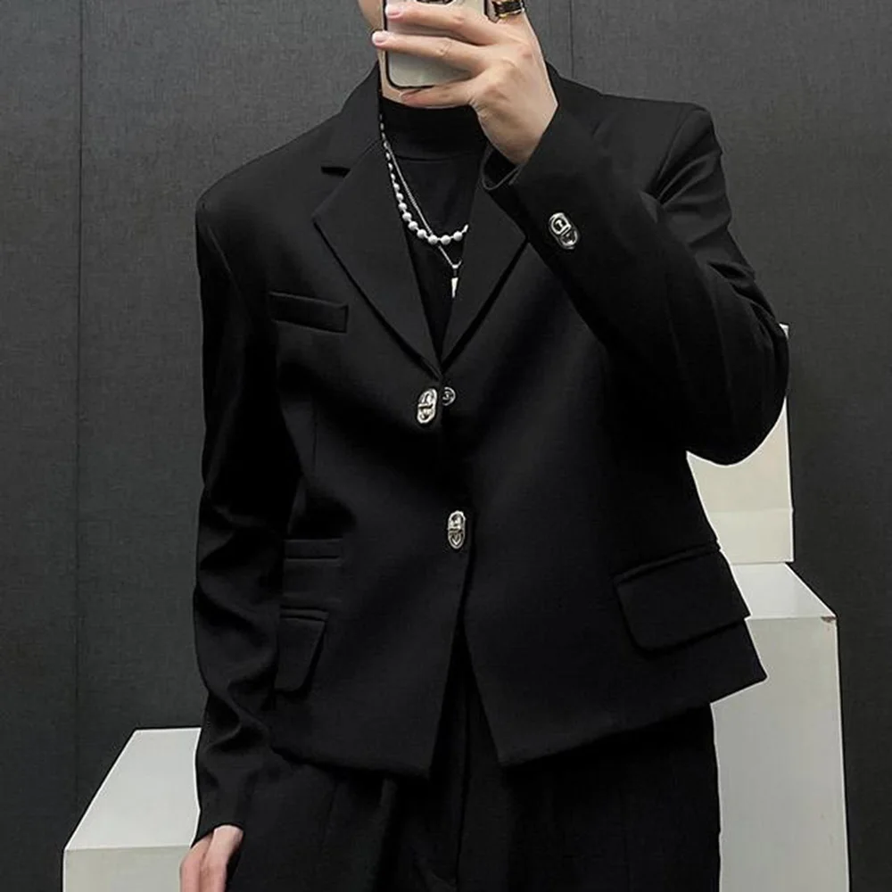 2025 Spring and Autumn New Men's Short Solid Color Suit Jacket Fashion Retro Trend High Street Simple Loose Casual Men's Jacket - Image 4