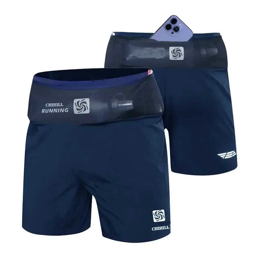 Mens Function Waist Multi Net Pocket Thin Train Shorts Summer Sport Running Quick Dry Breath Shorts(Water Bottle Not Included) - Image 3