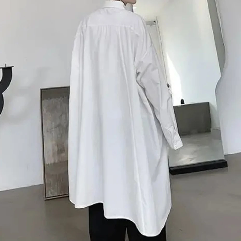 Men Y2k Spring Mid Length Shirt Nightclub Cloak Shirt Streetwear Fashion Dj Niche Flowy Long Sleeve Top Men'S Clothing 2026 New - Image 6