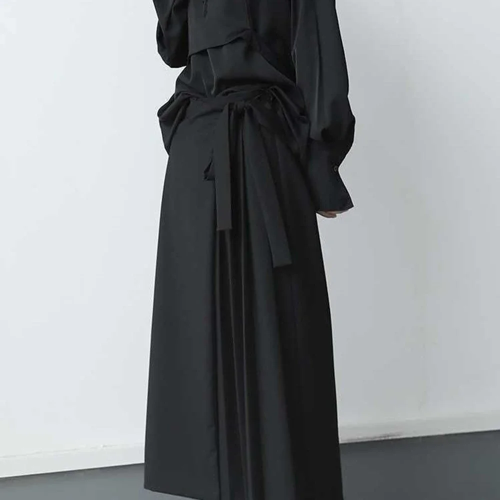 Double-layer Pleated Dark Loose Nine-point Wide-leg Pants Unisex Versatile High-waisted Tight-waisted Straight Culottes - Image 6
