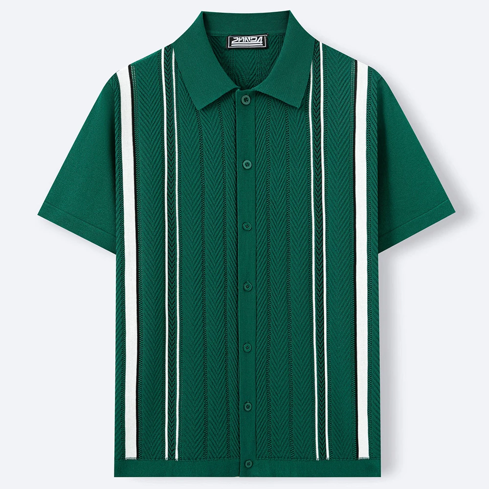 Summer New Men's Striped Color Block Short-Sleeve Shirt American Retro Fashion Trendy Street Casual Breathable Niche Men's Top - Image 7
