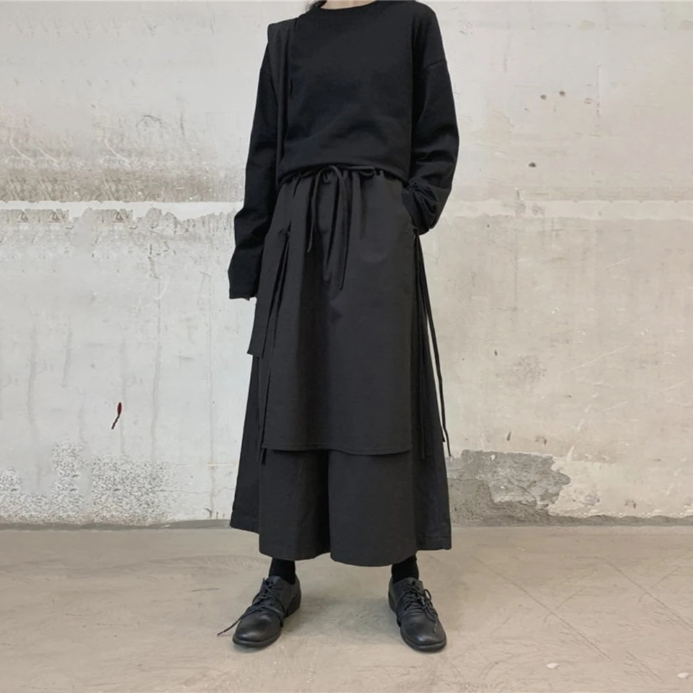 XS-5XL Summer Unisex Double-Layer Skirt Pants American Retro Fashion Trend High Street Casual Breathable Gender-Neutral Bottoms - Image 3