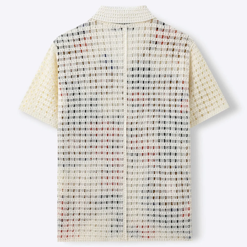 2026 Summer New Men's Knitted Short-Sleeve Shirt American Retro Fashion Trendy Street Casual Breathable Niche Men's Tops - Image 5
