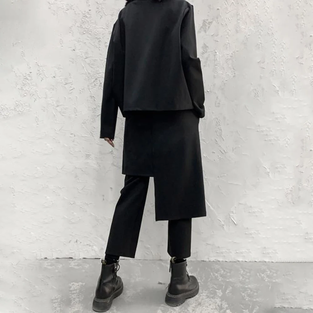 Y2k Asymmetrical Double-Layer Casual Skirt Pants Spring Genderless Streetwear Fashion Nightclub Stage Youth Trend Pants Unisex - Image 3