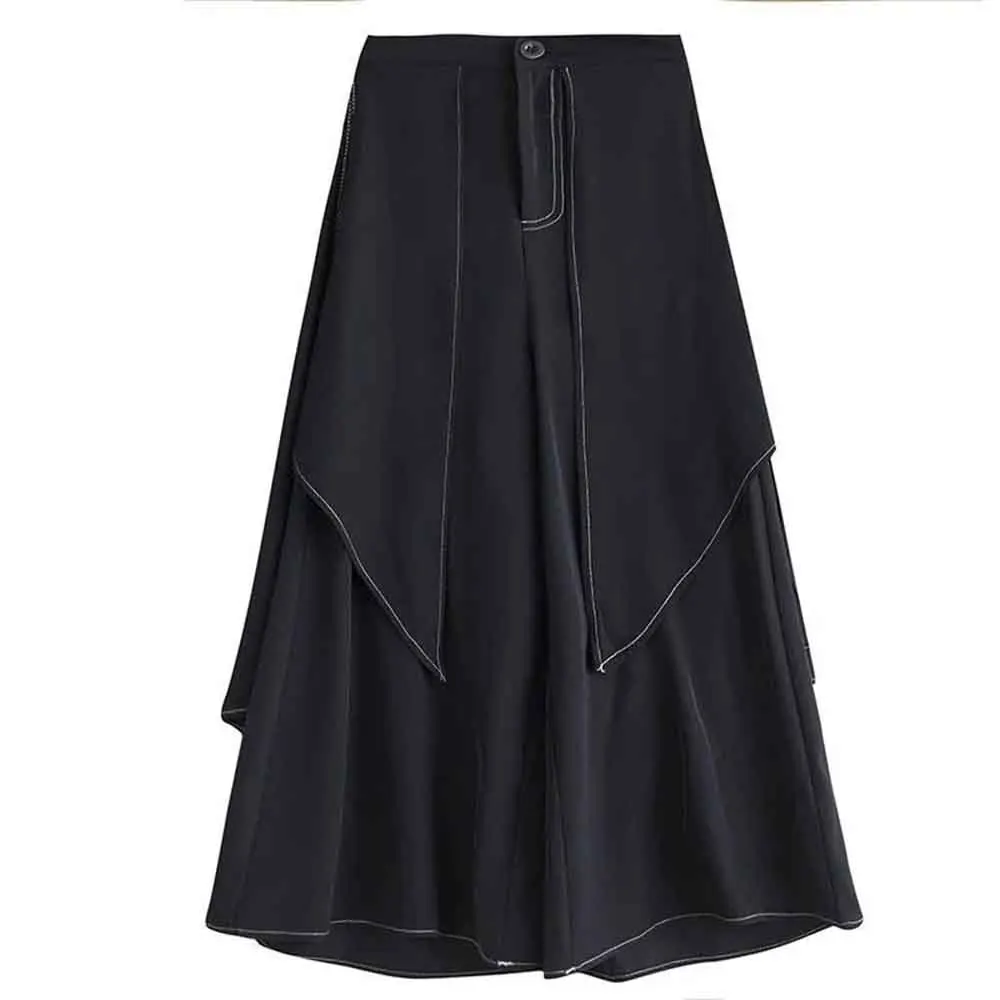 XS-5XL Gothic Dark Skirt Pants Topstitching Irregular Samurai Hakama Genderless Fashion Outdoor Versatile Campus Culottes Unisex - Image 7