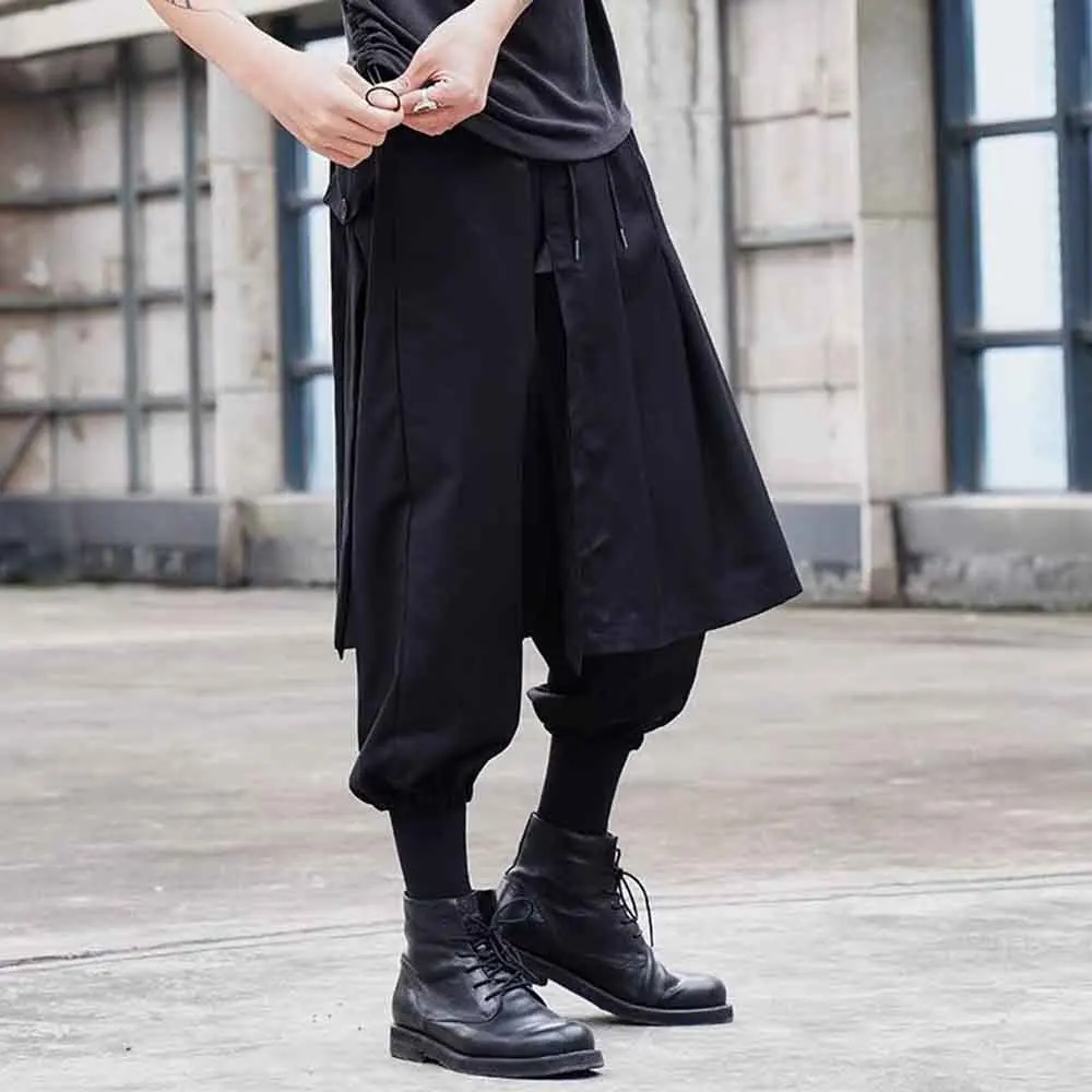 Mens Autumn Harem Pants Irregular Side Hem Double Layer Casual Pants Streetwear Fashion Gothic Dark Pants Men'S Clothing 2025 - Image 4