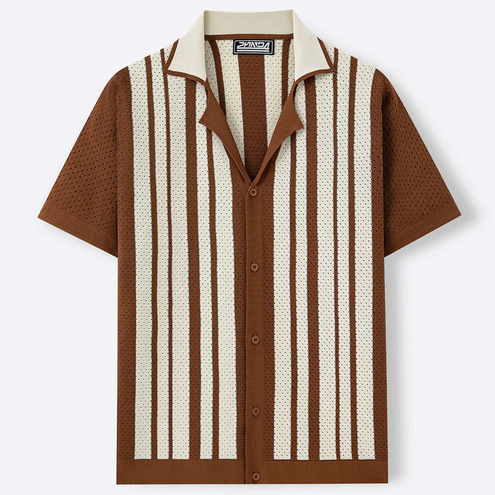 2026 Summer New Men's Striped Short-Sleeve Shirt American Retro Fashion Trendy Street Casual Loose Breathable Men's Tops - Image 4