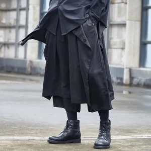 Gothic Dark Pants Y2k Irregular Side Button Samurai Pants Streetwear Fashion Nightclub Youth Trend Wide Leg Hakama Unisex 2026