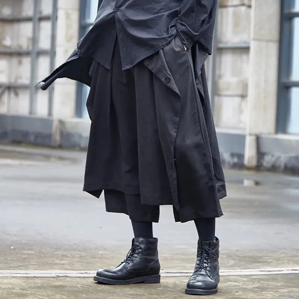 Gothic Dark Pants Y2k Irregular Side Button Samurai Pants Streetwear Fashion Nightclub Youth Trend Wide Leg Hakama Unisex 2026