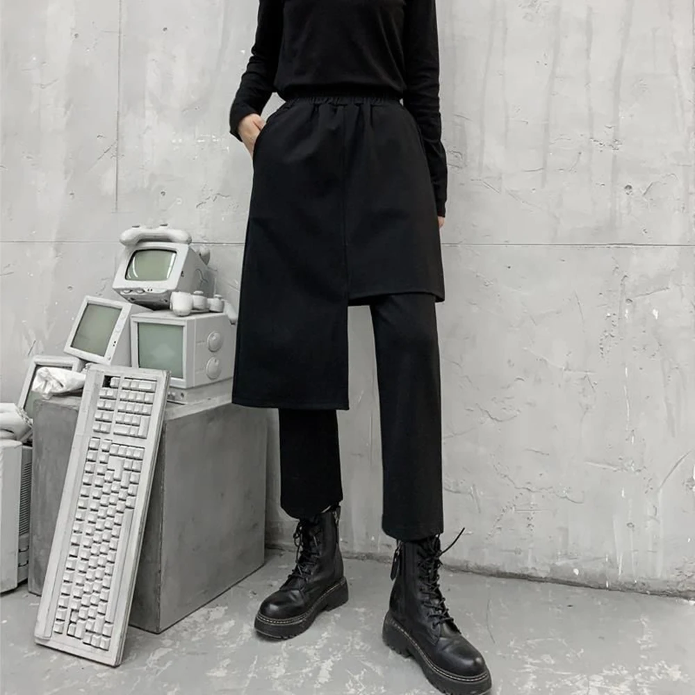 Y2k Asymmetrical Double-Layer Casual Skirt Pants Spring Genderless Streetwear Fashion Nightclub Stage Youth Trend Pants Unisex - Image 5