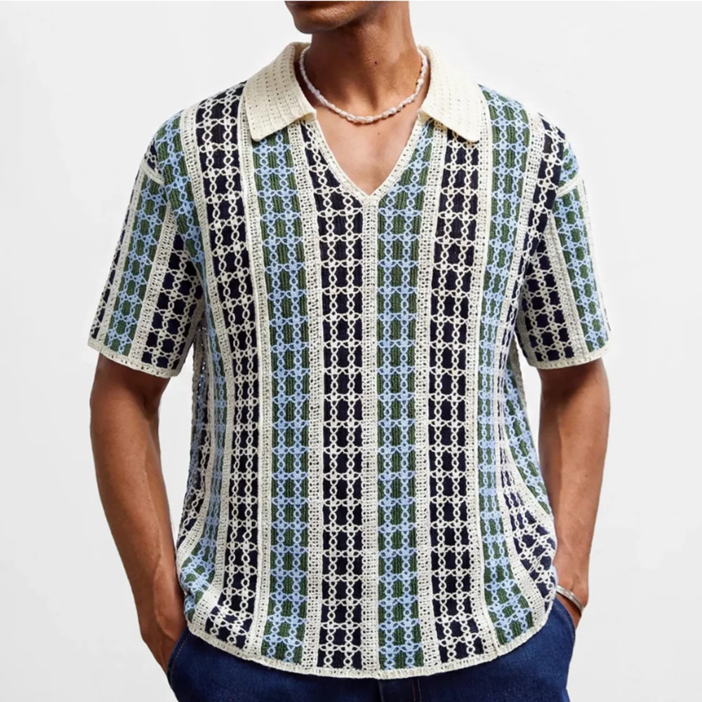 2026 Summer New Men's Striped Short-Sleeve T-Shirt American Retro Fashion Trendy Street Casual Loose Breathable Men's Top