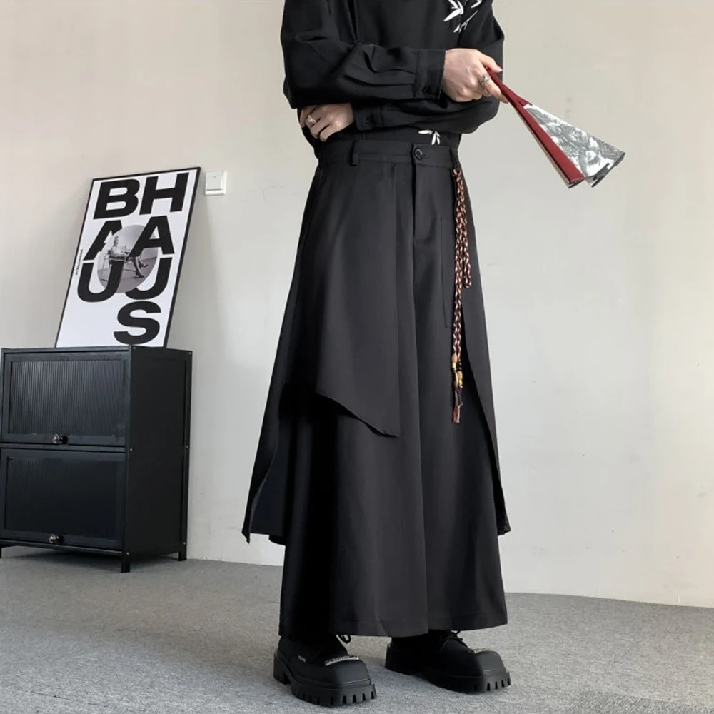 Gothic Culottes Y2K Layered Pleated Harajuku Irregular Dark Culottes Street Personality Versatile Casual Pants Skirt Unisex 2024 - Image 2