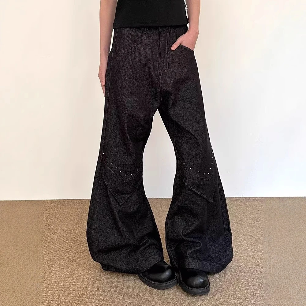 2025 Summer New Men's Straight Flared Jeans American Harajuku Retro Fashion Trend Street Hip-Hop Loose Niche Men's Bottoms - Image 2