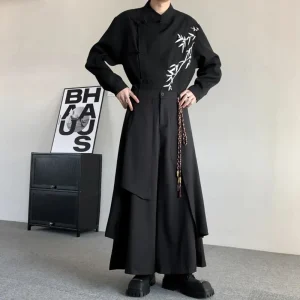 Gothic Culottes Y2K Layered Pleated Harajuku Irregular Dark Culottes Street Personality Versatile Casual Pants Skirt Unisex 2024