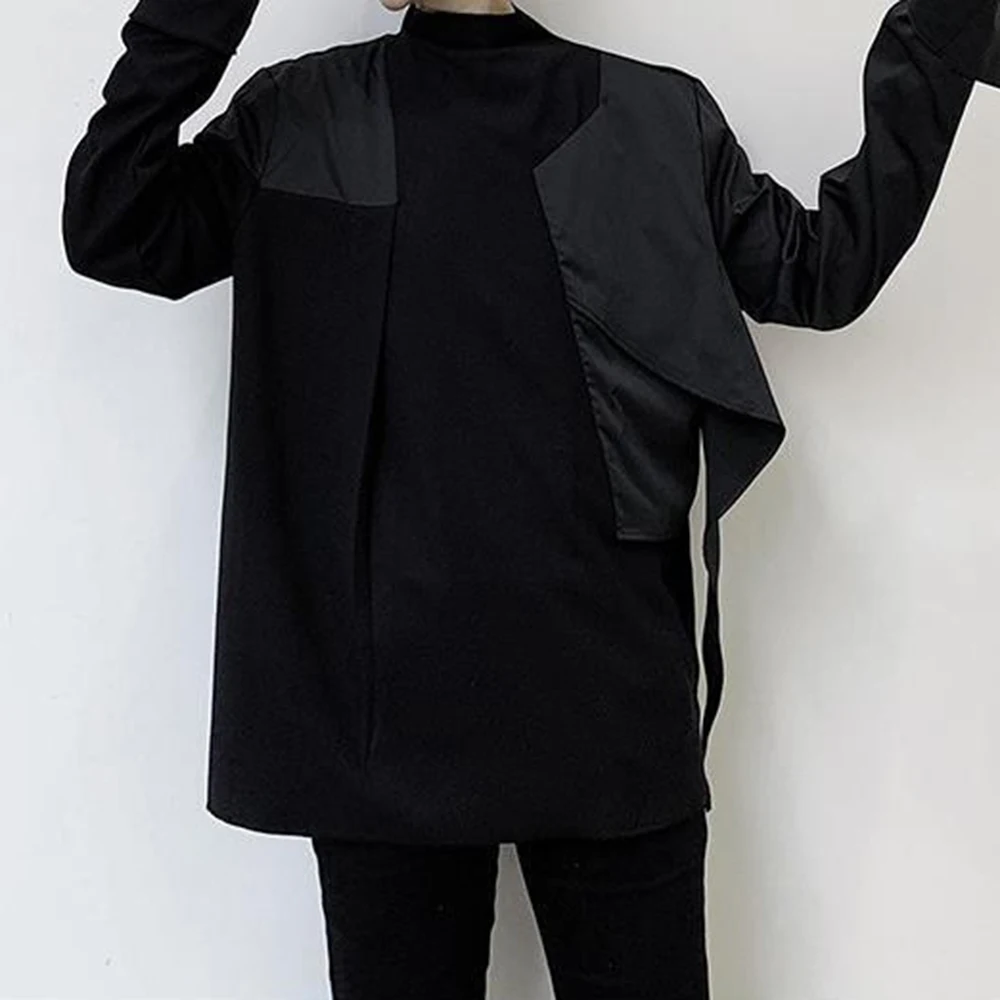 XS-5XL Summer Male Patchwork Long-Sleeve Shirt American Retro Fashion Trendy High Street Casual Loose Breathable Niche Men's Top - Image 3