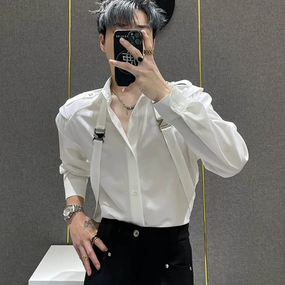 Autumn Male Solid Color Stitching Long-Sleeved Shirt American Retro Fashion Trend High Street Loose Casual Niche Men's Tops 2025 - Image 6