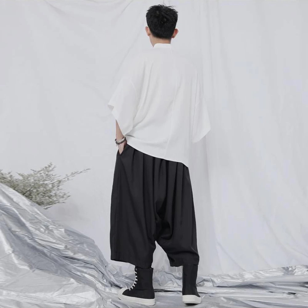 Mens Minimalist Plain Japanese Half Sleeves Shirt Streetwear Fashion Nightclubs Loose Fit Versatile Short-Sleeve Tops 2026 New - Image 6
