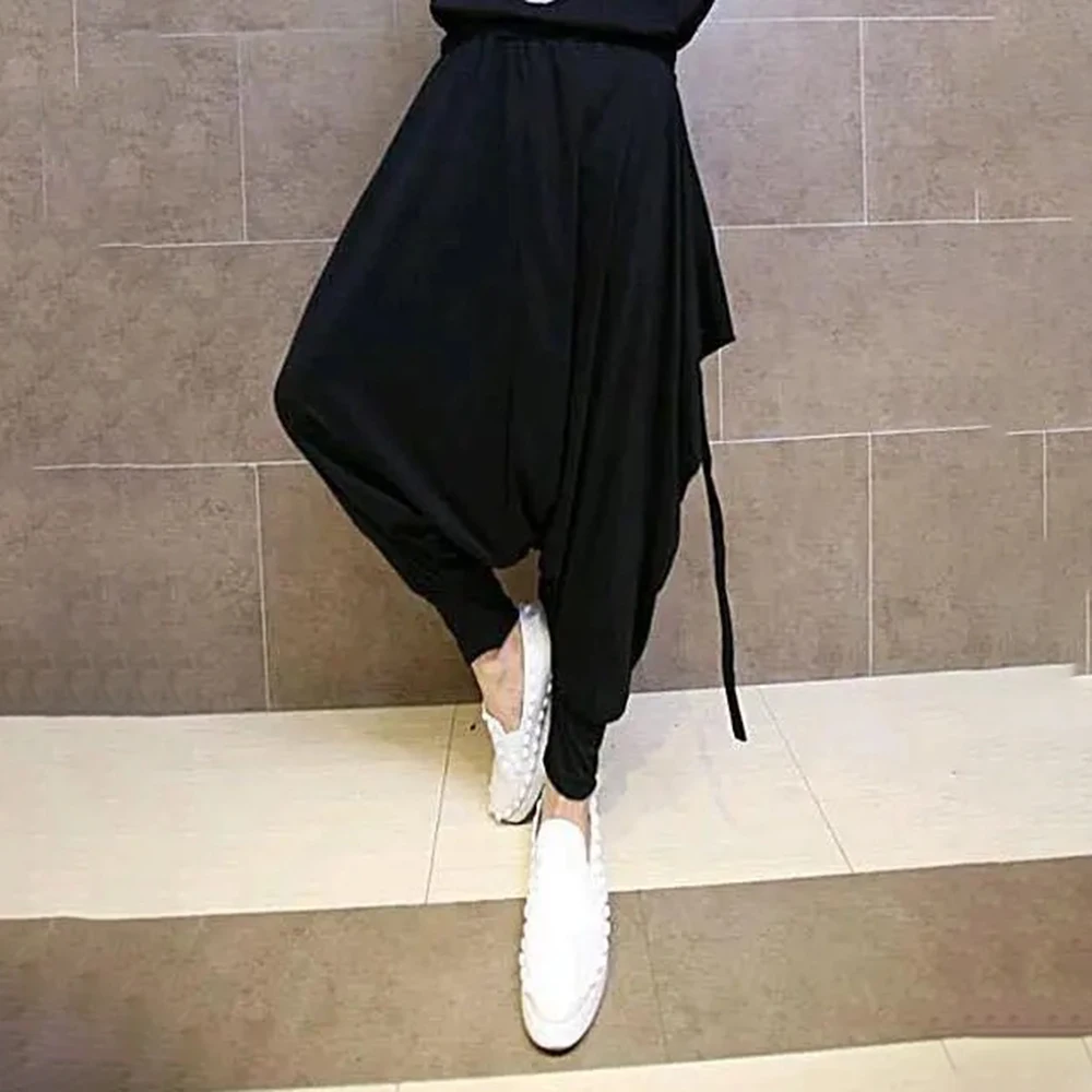 Mens Dark Irregular Side Hem Low Crotch Harem Pants Streetwear Fashion Youth Korean Versatile Casual Pants Men'S Wear 2026 New - Image 2