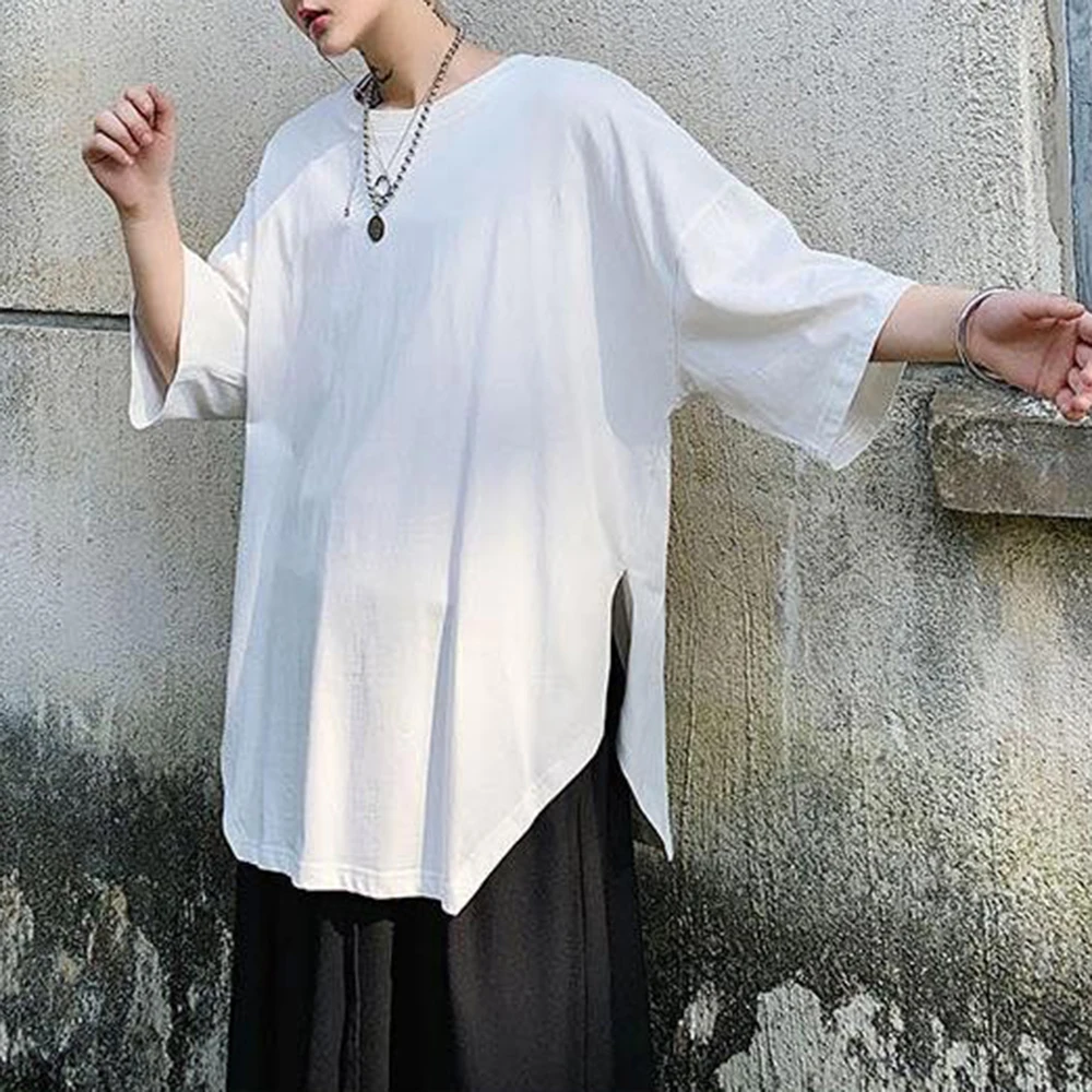 XS-5XL Summer New Men's Side-Slit Short-Sleeve T-Shirt American Retro Fashion Trend Street Casual Simple Loose Niche Men's Top - Image 2