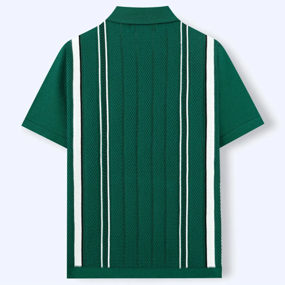 Summer New Men's Striped Color Block Short-Sleeve Shirt American Retro Fashion Trendy Street Casual Breathable Niche Men's Top - Image 6