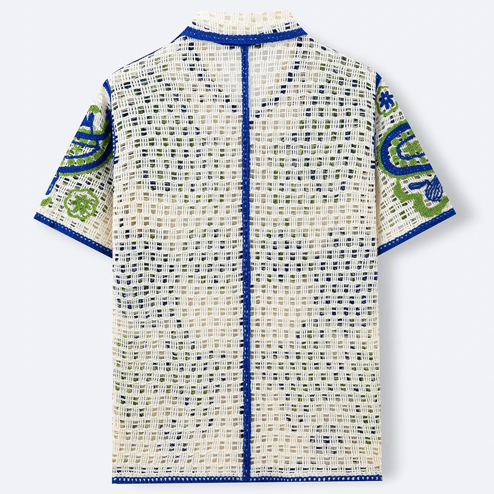2026 Summer New Men's Knitted Short-Sleeve Shirt American Retro Fashion Trendy Casual Simple Loose Breathable Niche Men's Top - Image 4