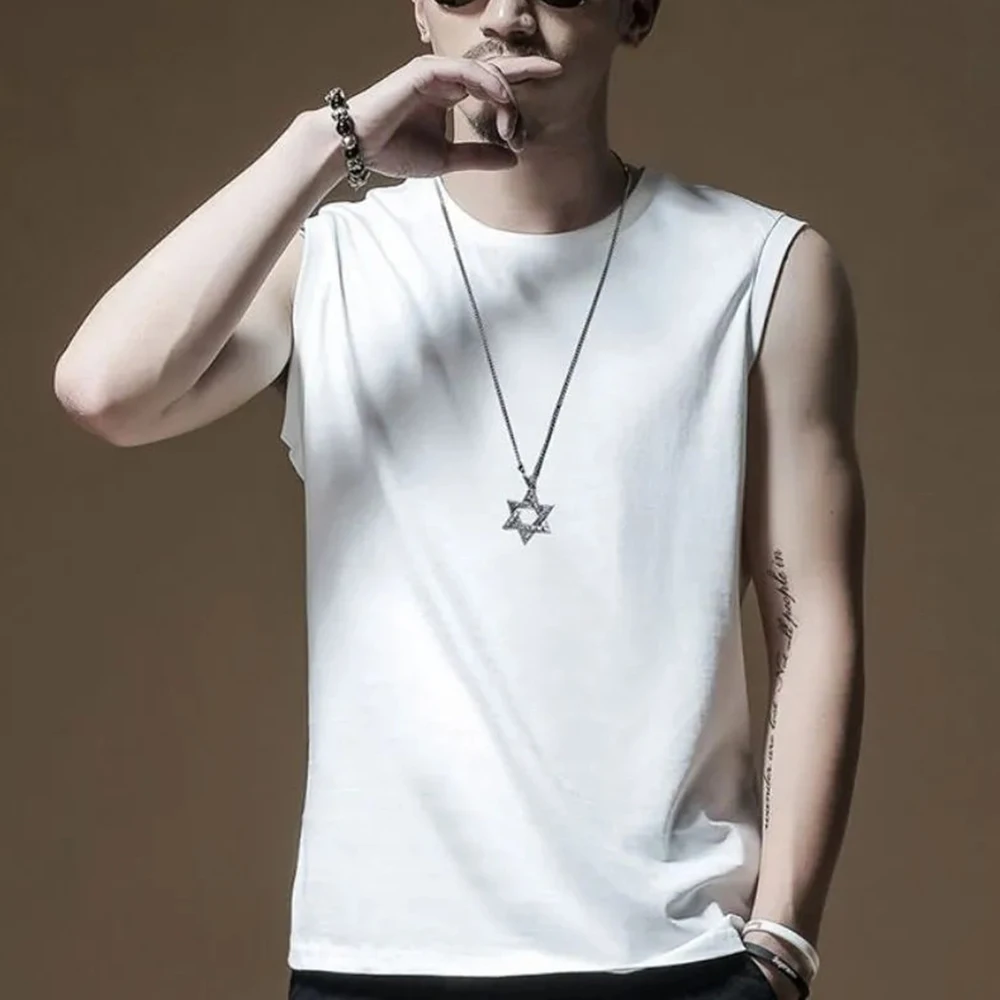 XS-5XL Summer New Men's Solid Color Sleeveless Vest American Retro Fashion Trend High Street Loose Casual Breathable Men's Top - Image 7